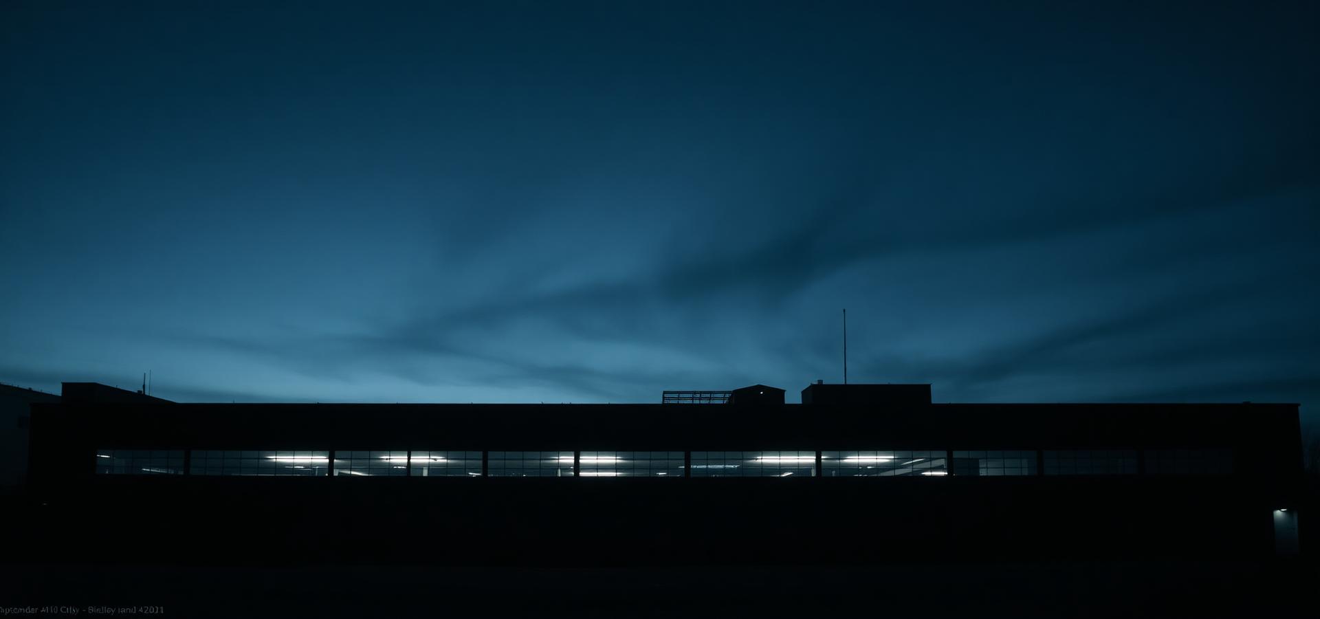 Industrial hall in low light